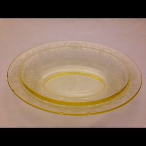 Depression Glass Hazel Atlas Florentine (Poppy) No. 2 Yellow Oval Vegetable Bowl